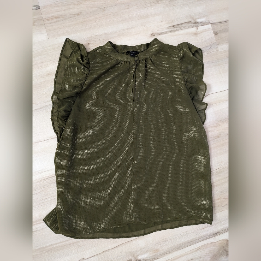 army green & gold Ann Taylor factory top